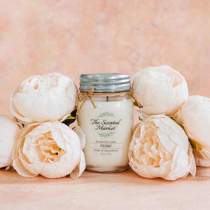 PEONY Soy Wax Candle 16oz for wholesale by The Scented Market