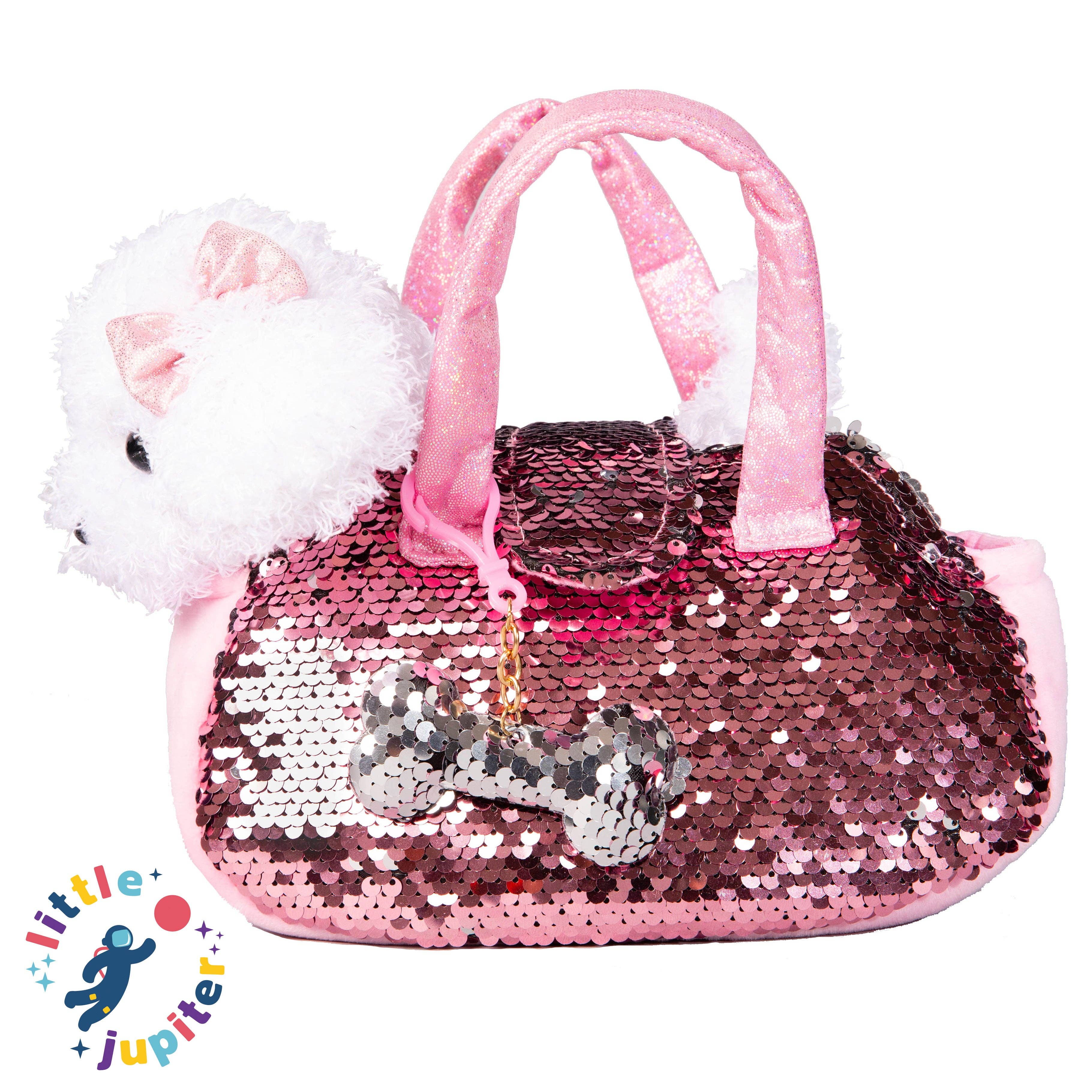 AYK Brand - Wholesale Stuffed/Plush Toy - Kids & Baby - Little Jupiter Pet Plush Set with Bag - White/Pink Labradoodle Dog5