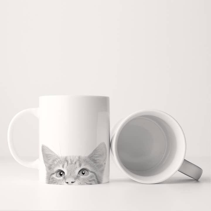 Peeking Cat 7 (Orange) Mug for wholesale by Perkie Prints