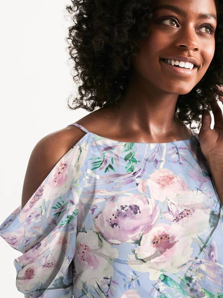 LOVE OF ORIENT FLOWERS - Abito da donna con spalle scoperte per la vendita all'ingrosso da parte di Byheart Design Sweden