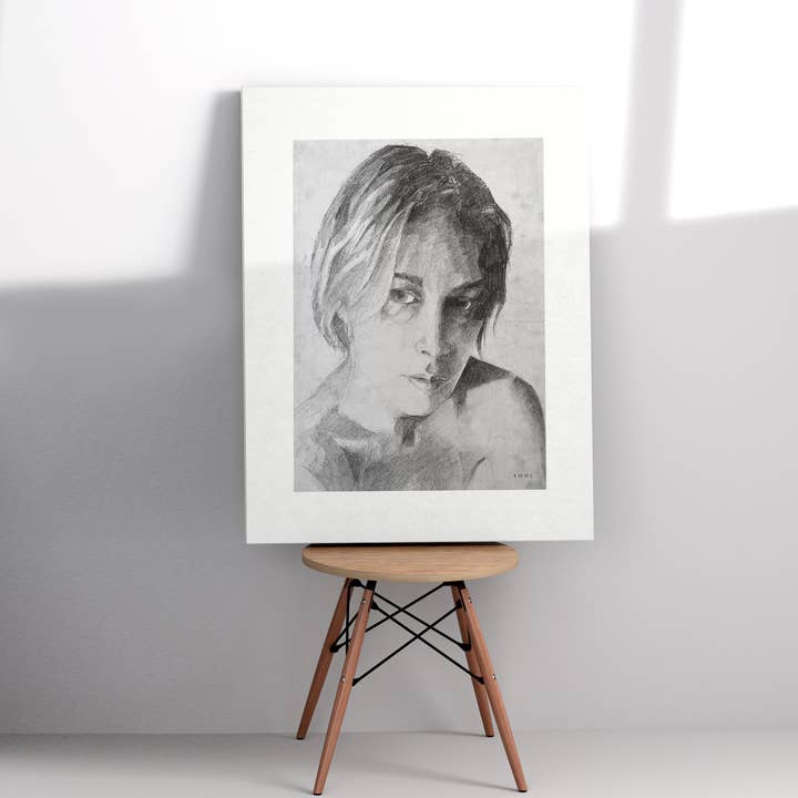 Portrait of A Woman In the Shadows: Canvas Art Print for wholesale by Creations Awol