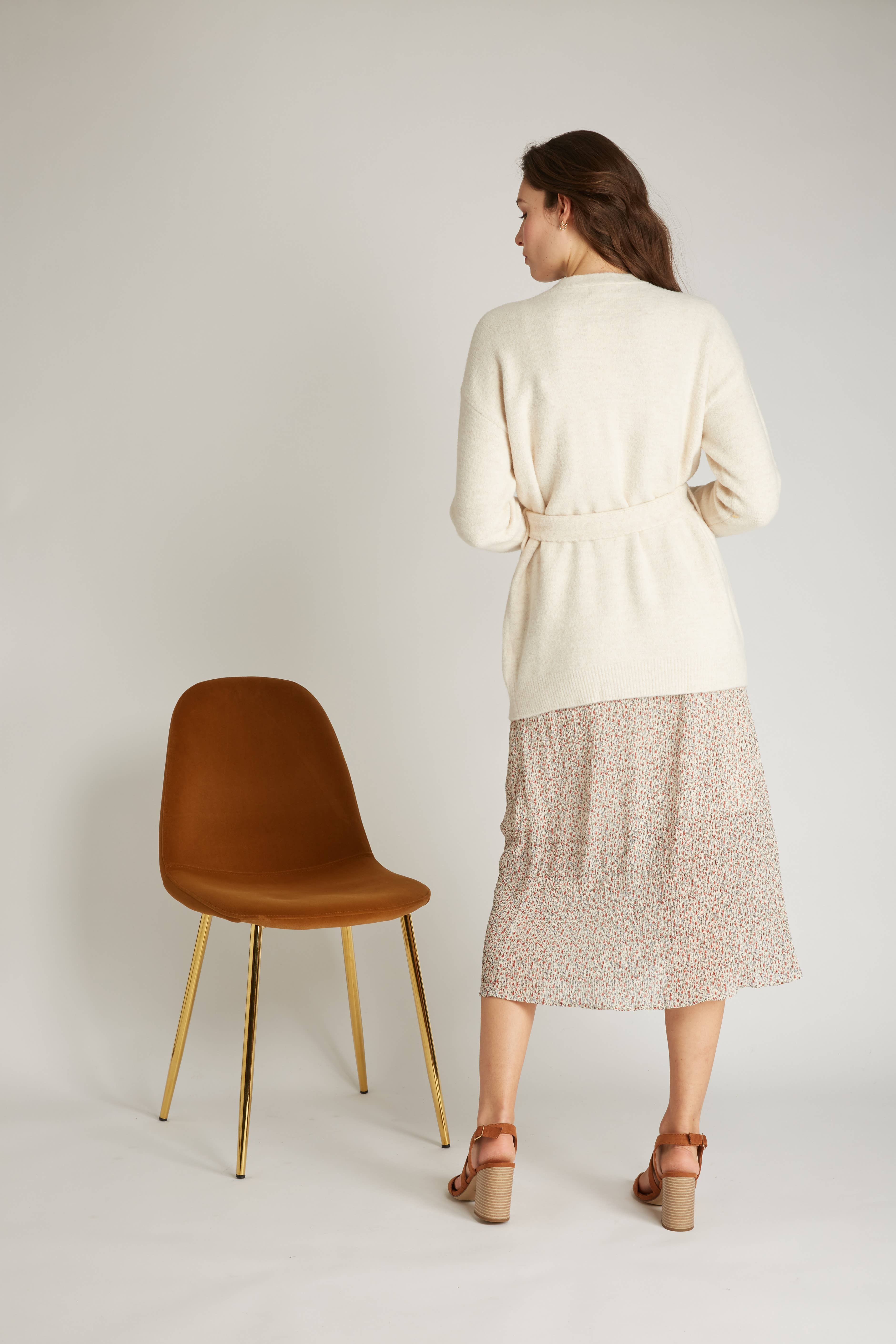 Andy & Lucy - Wholesale Cardigan - Women's - GAYA - Chic knitted vest with velvet touch and belt7