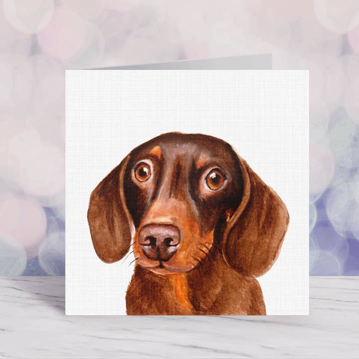 Sausage Dog Greetings Card for wholesale by Cloud Jellybean Art