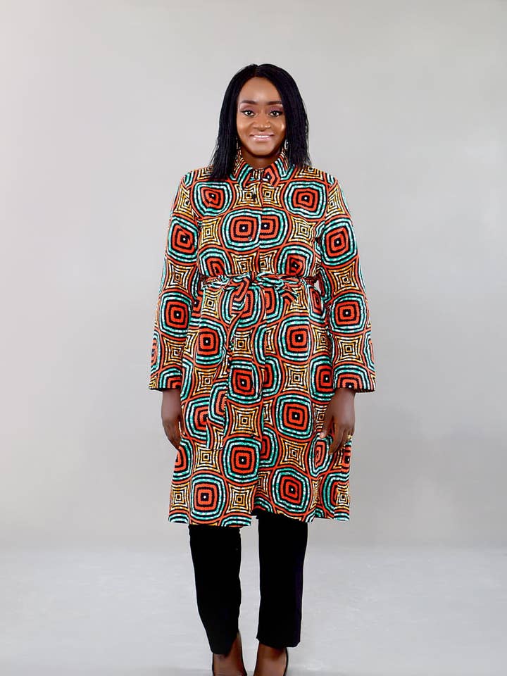 African Print Serwaa Shirt Dress for wholesale by Nora's Needle