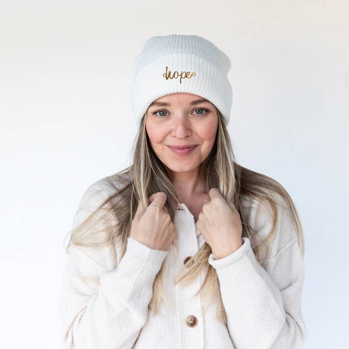 Classic Ribbed Knit Beanie - Ivory for wholesale by Headbands of Hope | One Purchased One Donated