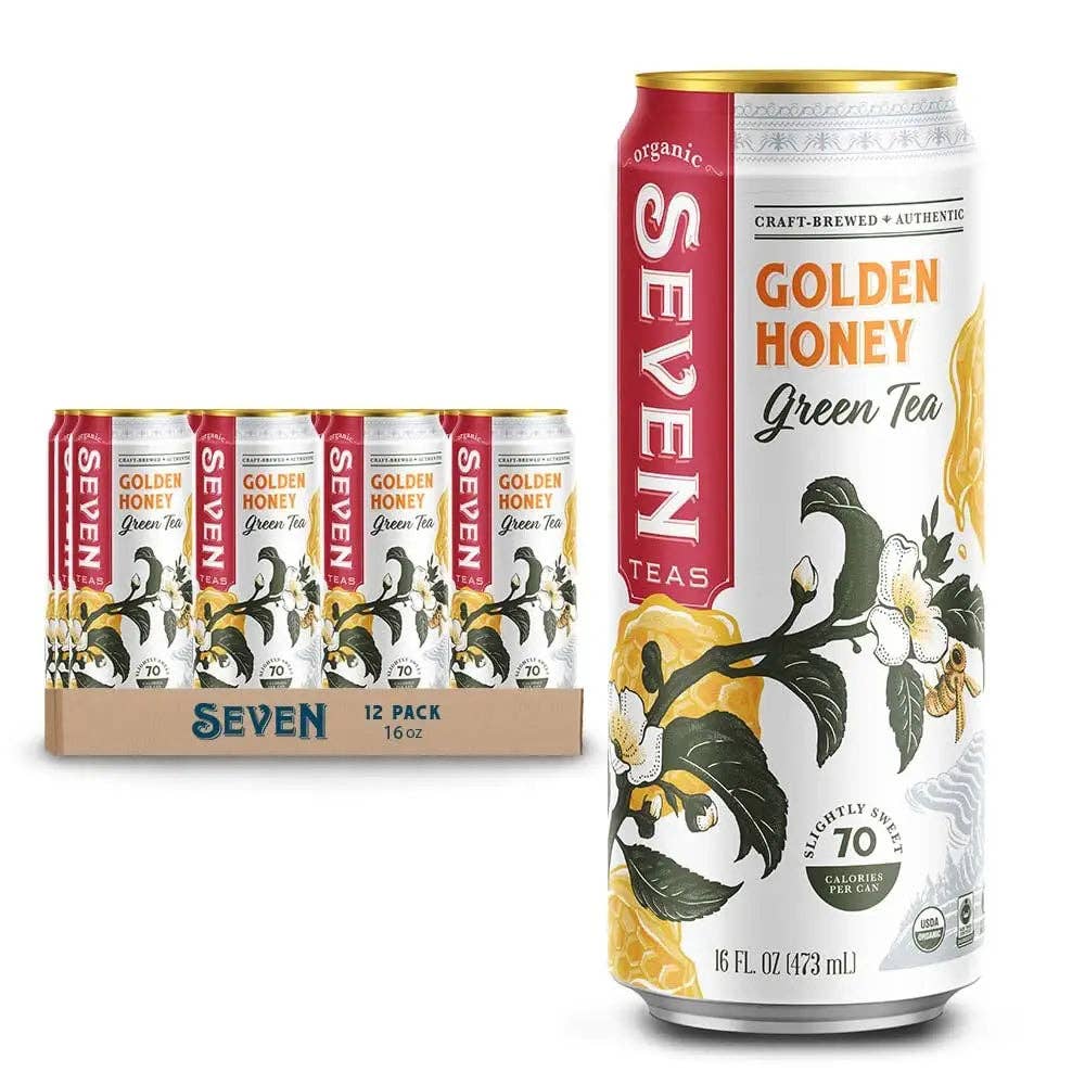 Echo Sales America – wholesale Iced tea – Seven Teas Golden Honey Green Tea + Ginseng 16fl oz, 473ml-Case 12ct1