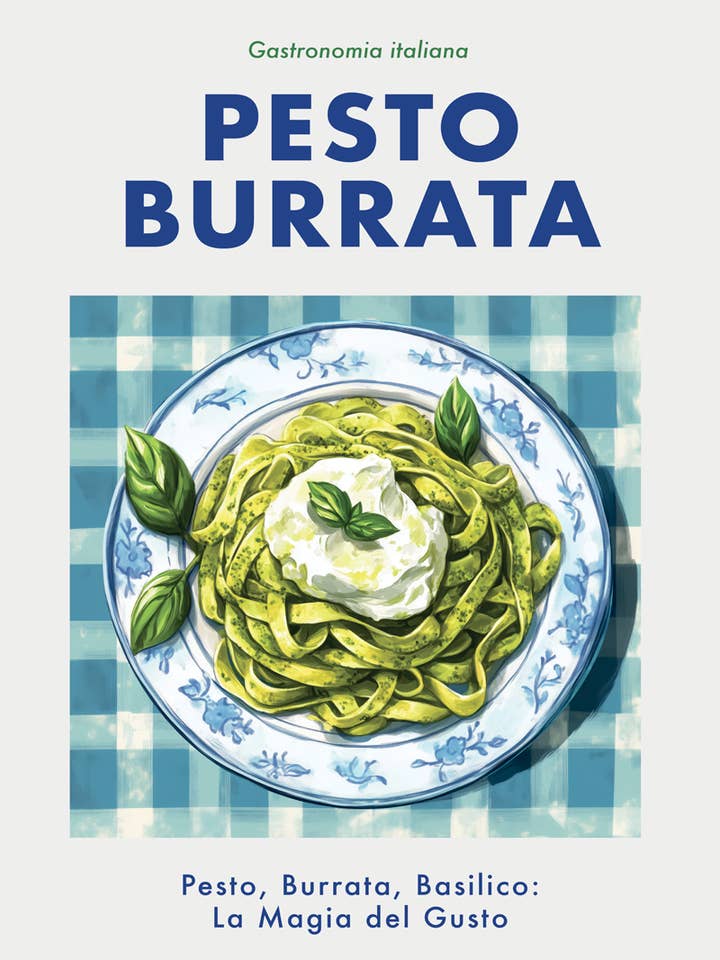 Pasta pesto burrata - Poster per cucina per la vendita all'ingrosso da parte di MokaMouse