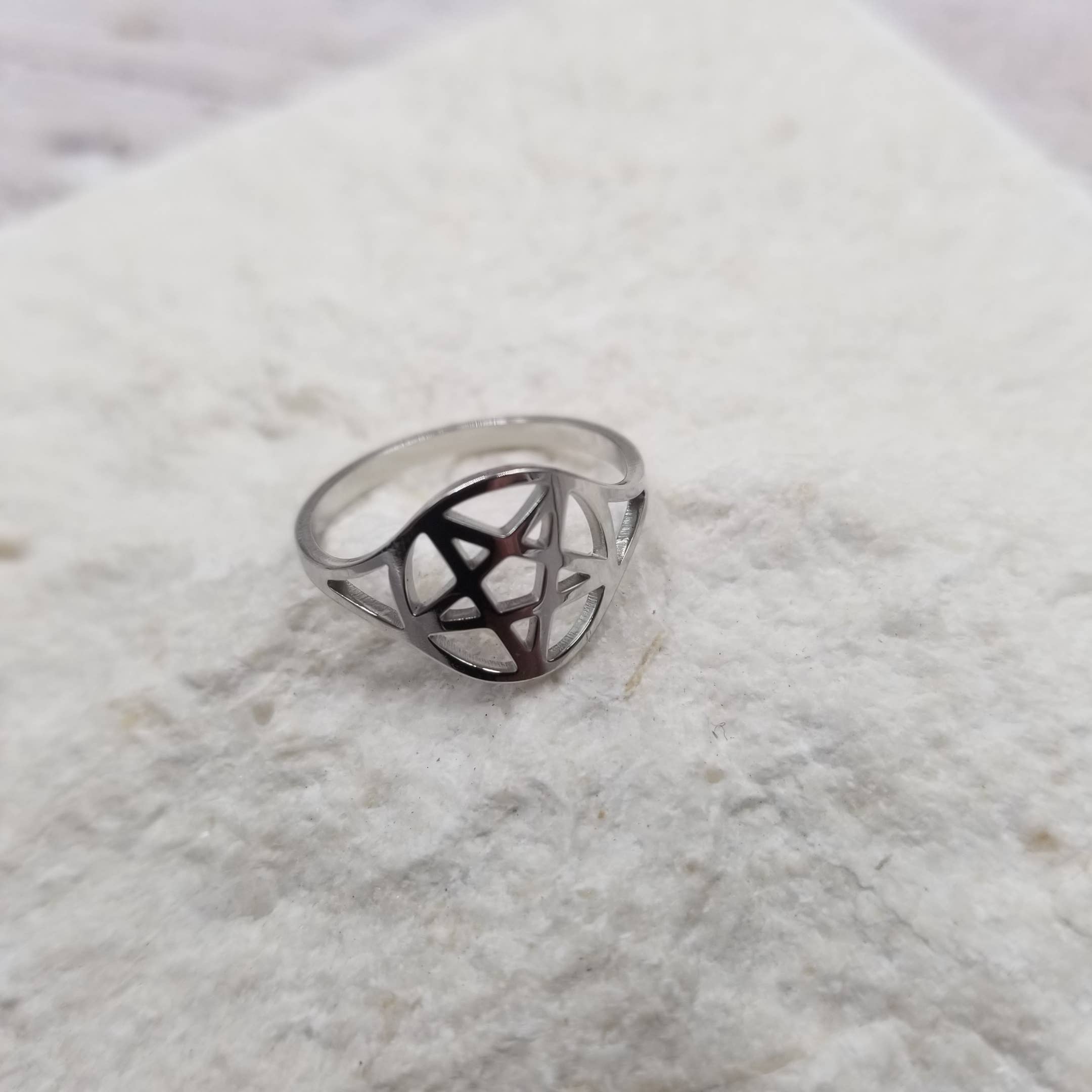 Treasure Wholesale - Wholesale Band/Stacked Ring - Pentagram Ring - Gold , Silver , Rose Gold3