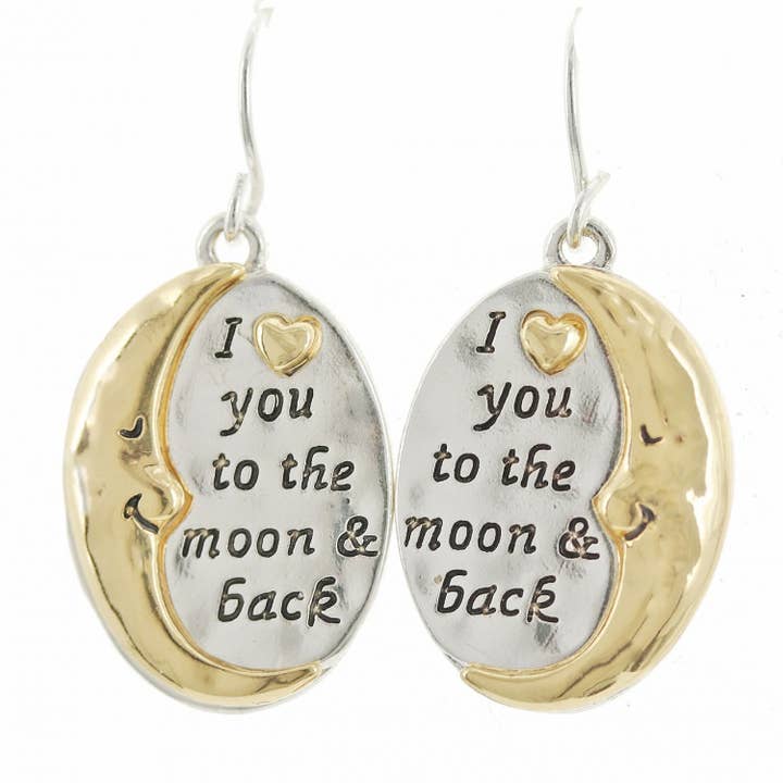FR2284 I LOVE YOU TO THE MOON AND BACK_Boucles d'oreilles bicolores pour la vente par 0011 PREMIERE