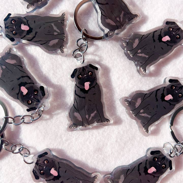Our Cheery Corner - Wholesale Keychain - Unisex - Pug (Black) Keychain