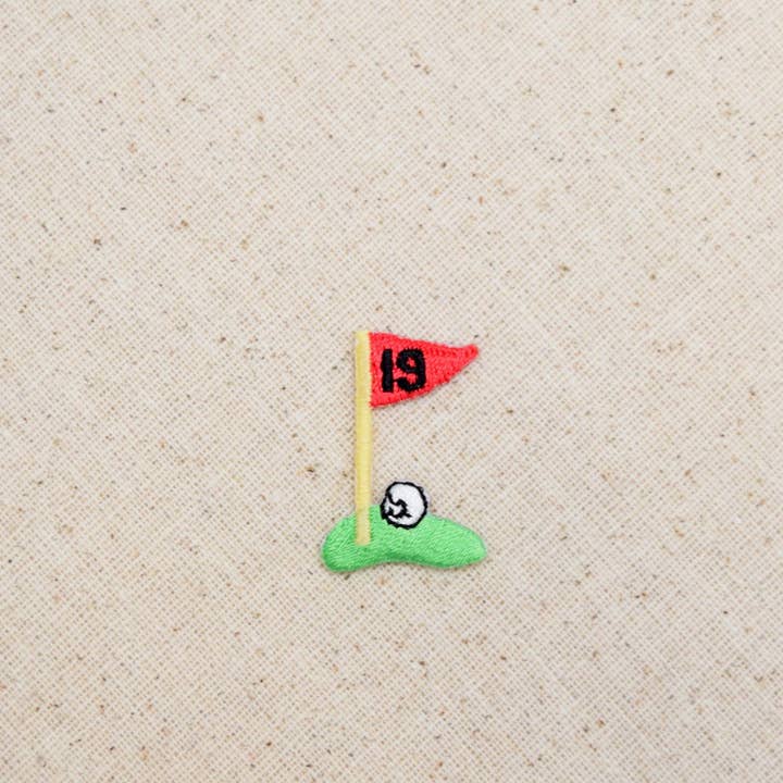 Wholesale Applique - Wholesale Patch - 19th Hole - Golf Fairway - Green with Flag - Iron on Applique - Embroidered Patch1