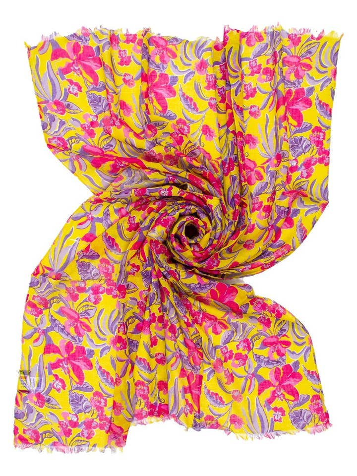 ÉCHARPE IMPRIMÉE FLEUR 100%CO FABRIQUÉE EN INDE pour la vente par Ayfee