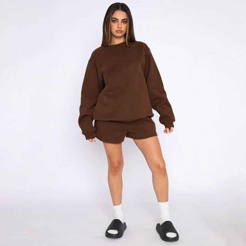 Masyal – wholesale Lounge set – Women's – Spring and Autumn Long Sleeve Sweatshirt Women's Shorts Set15