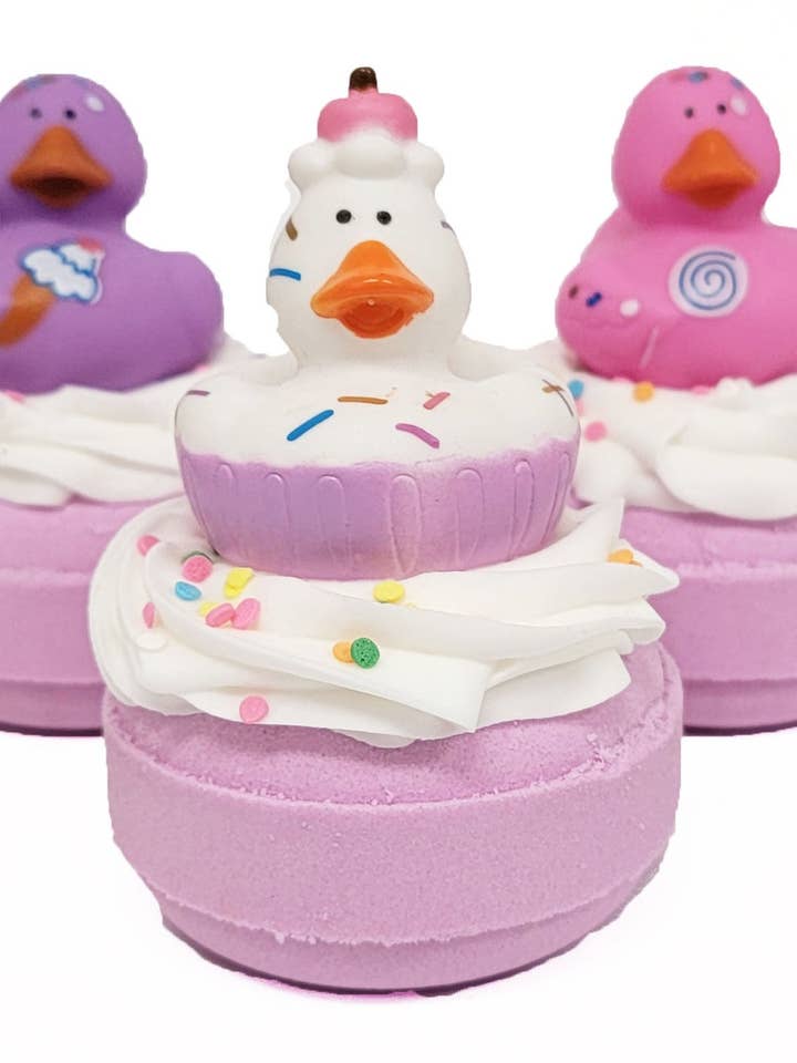 Rubber Ducky Donut Bath Bomb for wholesale by Indulgence Bath Bakery