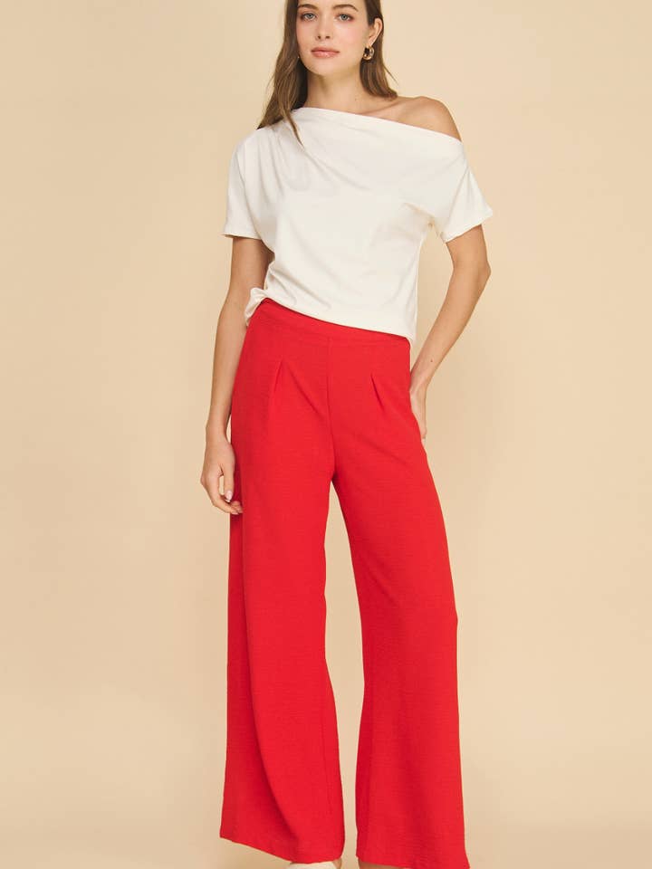 ISP1342A Flowy Pants Red for wholesale by If She Loves