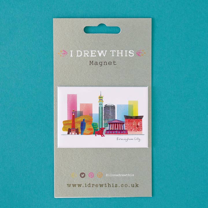 Birmingham Skyline Magnet, Brummie Gift, LMAG128 for wholesale by I Drew This