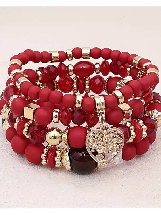 ( #MIX01 ) BOHO STYLE ACRYLIC BEAD 4 STRETCH BRACELET SET for wholesale by Jewelry Max