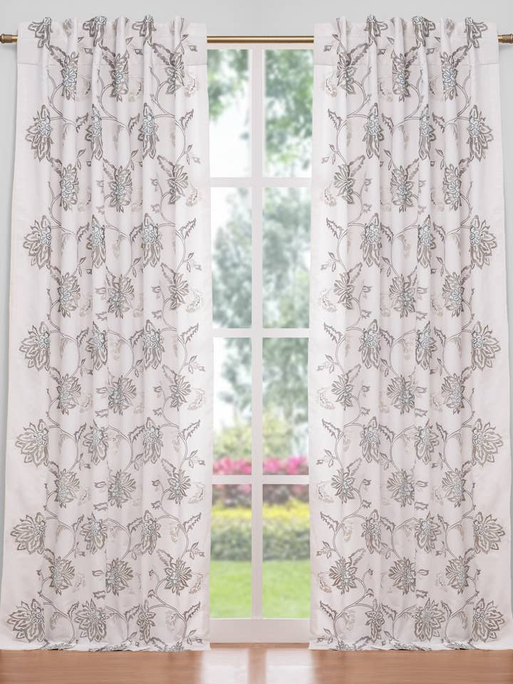 Azure White 108" Leinen-Baumwoll-Mischung Vorhang für den Großhandel von Creative Threads, Inc.