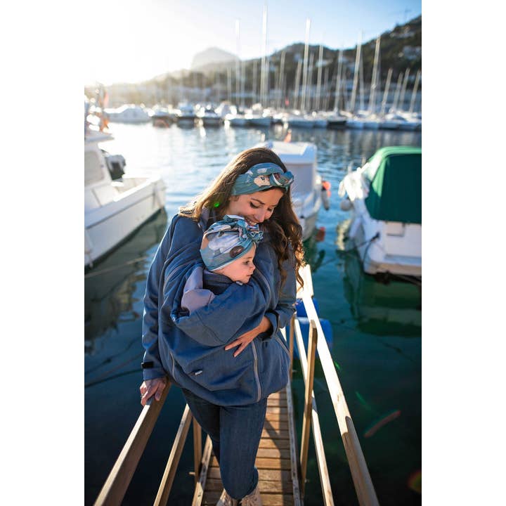 Veste softshell 5 en 1 Enigma DOS/DEVANT pour bébé Indigo pour la vente par FUN2BEMUM