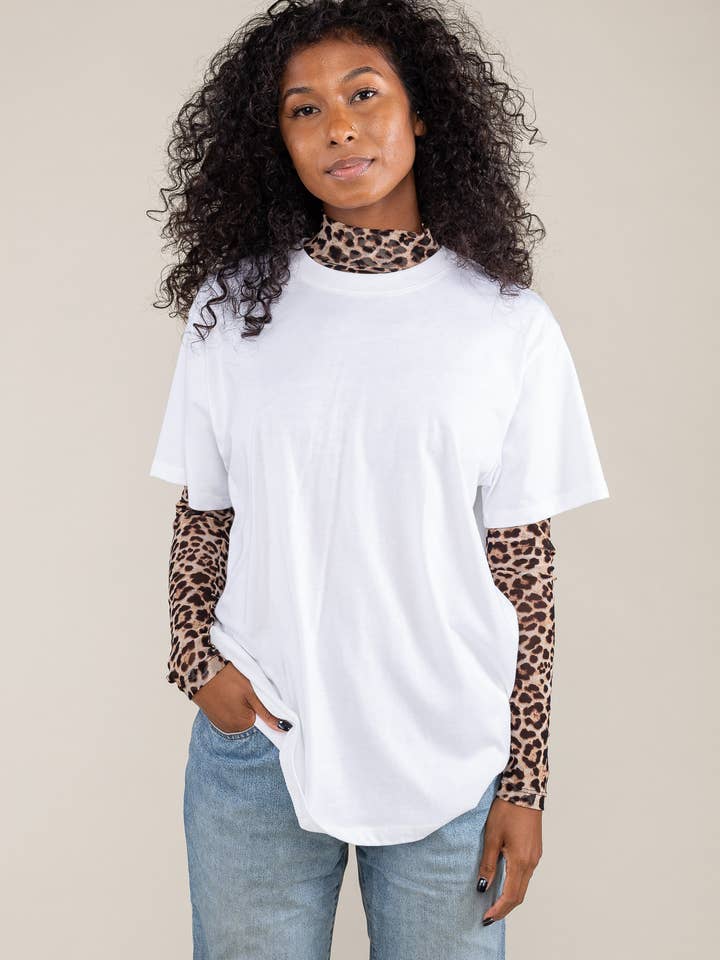 Ami Mesh Print Top | Cheetah Long Sleeve for wholesale on Faire