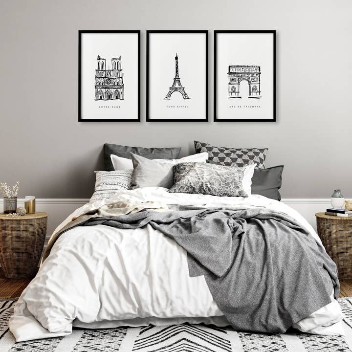 Extra Large Wall Arts | Set of 3 Paris Landmarks Wall art Prints for wholesale by About Wall Art