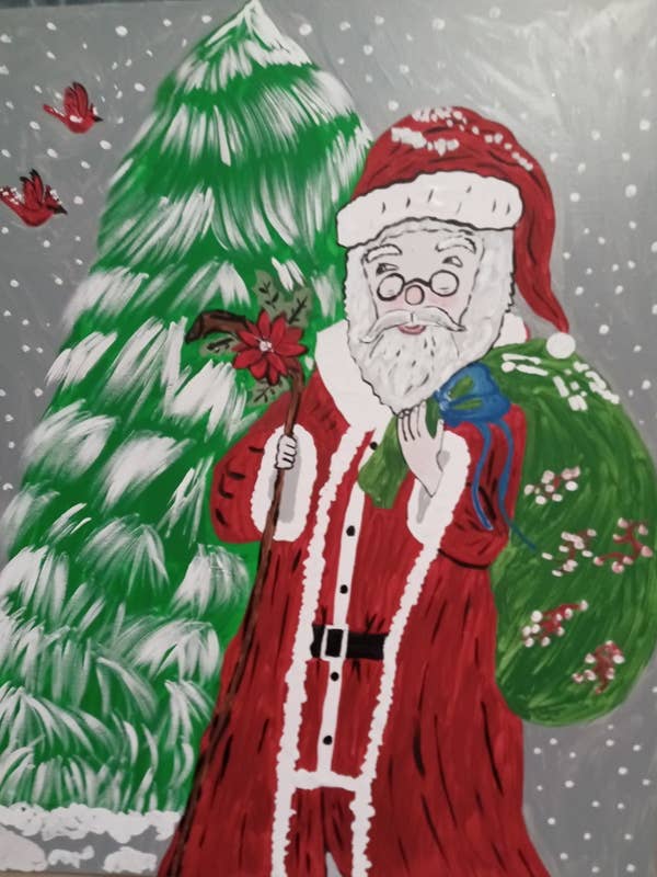 Santa con árbol de Navidad, hermosa decoración de pared navideña, LXC72 para venta al por mayor de BLUE RIBBON ORNAMENTS