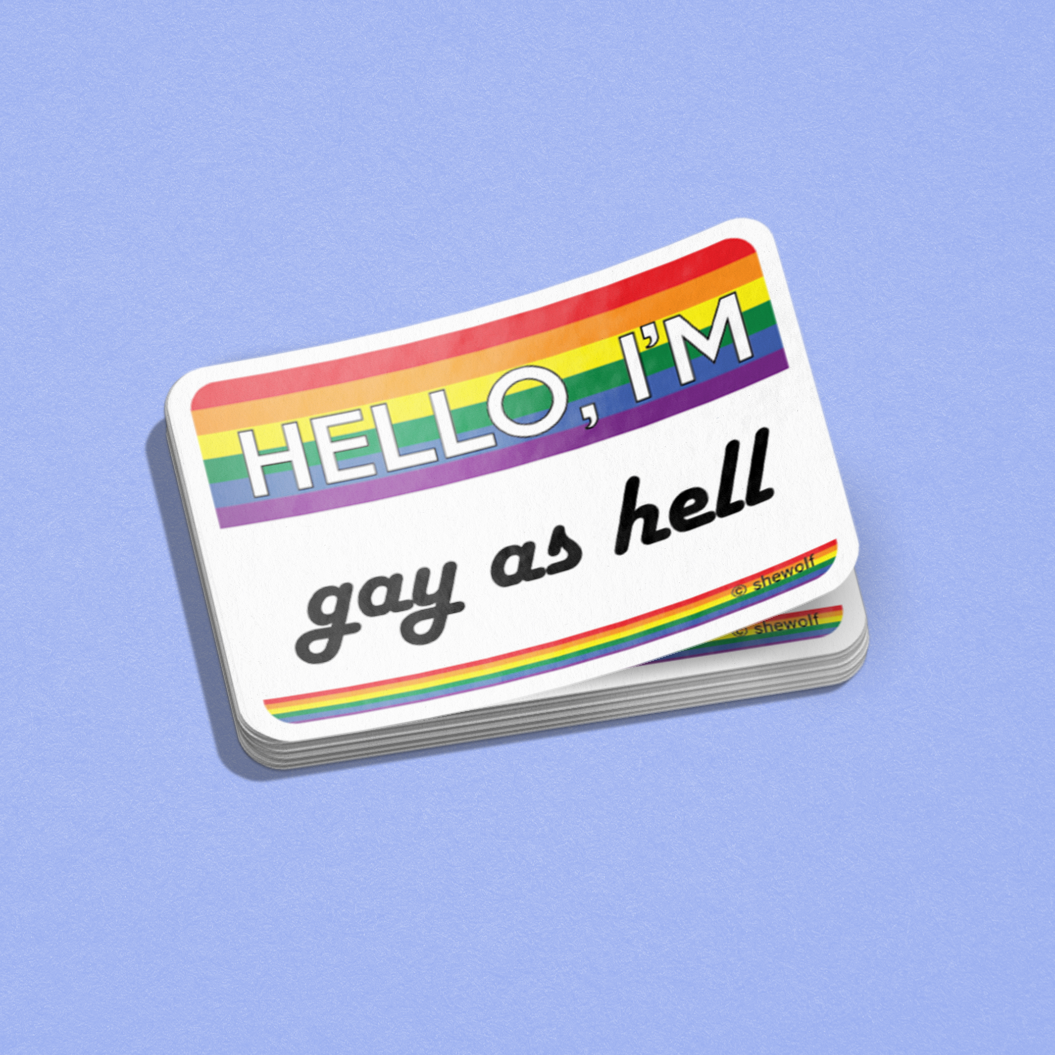 SHEWOLF Designs – Adesivo por atacado – Autocolante: Sou Gay como o Diabo Nametag | Acessórios de Orgulho LGBTQ+1