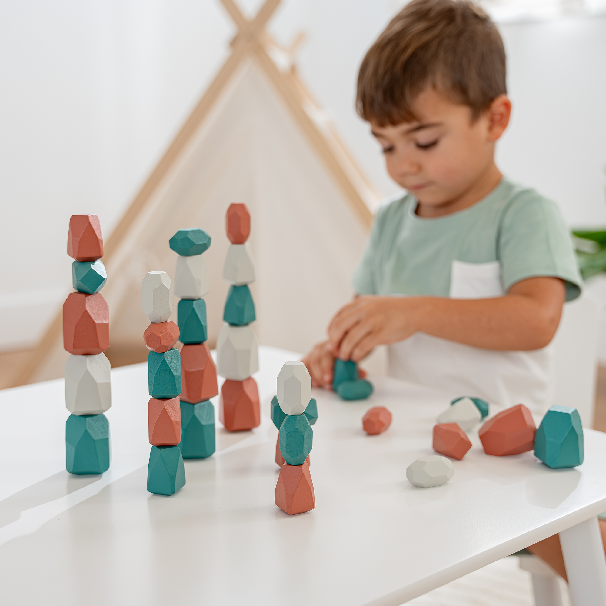 Comfy Cubs - Wholesale Blocks - Kids Baby - Stacking Rocks, 36 pcs Wooden Stacking Stones by Comfy Cubs1
