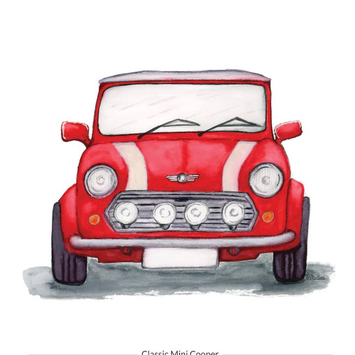Klassisk Mini Cooper Illustration Print for engroshandel hos Typhoon Studios