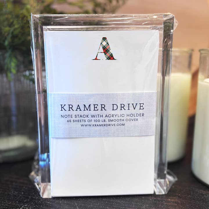 Kramer Drive - Wholesale Notepad - Plaid Initial Note Stack0