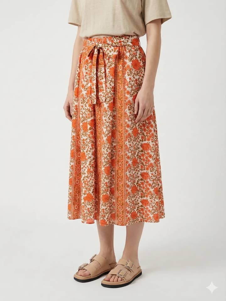 Cotton Voile Skirt with Flowers @9596_JuCotFleurs for wholesale by Mimi & Gogo