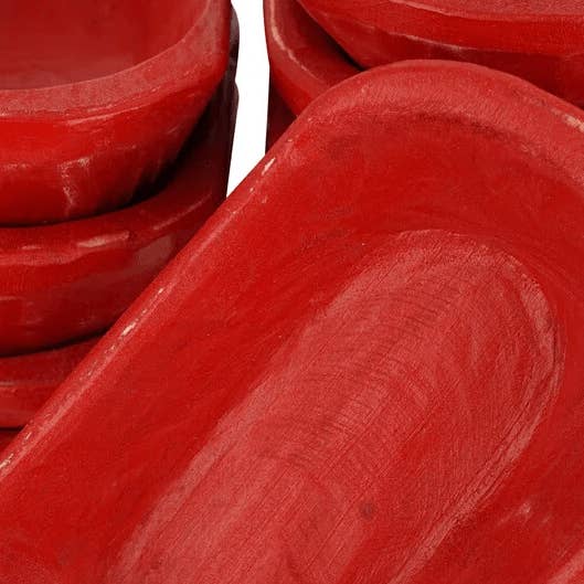 My Amigos Imports - Wholesale Candle Holder - Mini Dough Bowl-Candle Ready-6x10 inches-Red2