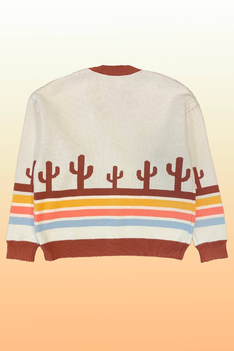 Fløde multi Ørken retro stribe cardigan for engroshandel på Faire5