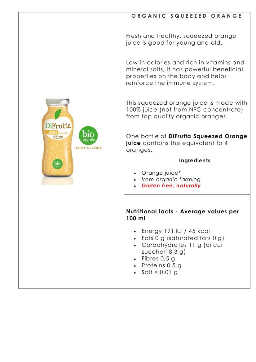 Metina SAS - Wholesale Fruit Juice - Organic Squeezed Orange Organic Fruit Juice DiFrutta 20 cl.2