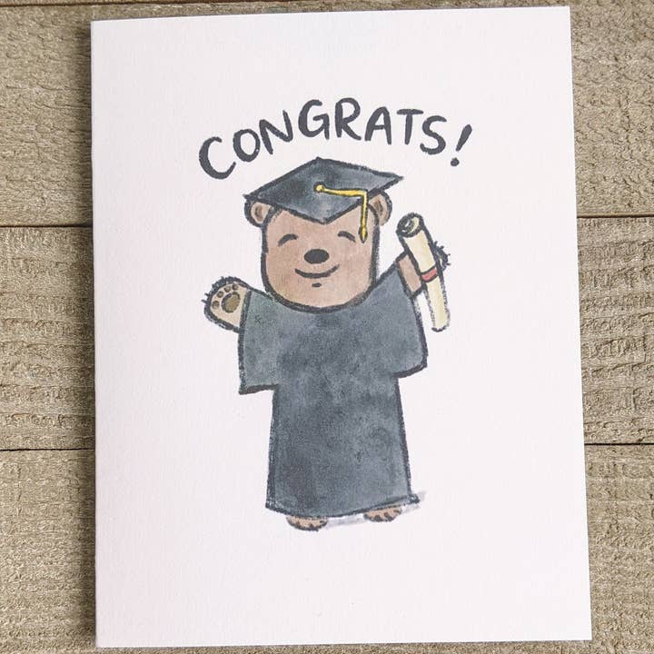 Cute Bear - Graduating Congratulations Card for wholesale by Ink Delights