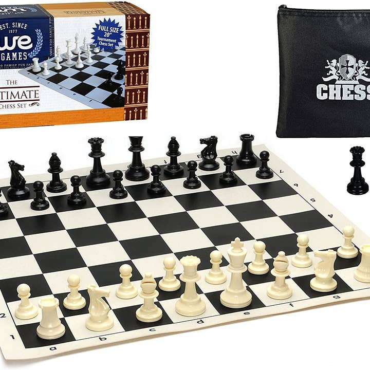 Wood Expressions - Wholesale Board Game - WE Games Ultimate Compact Tournament Chess Set with Silicone Chess Board - Heavy Weighted Pieces18