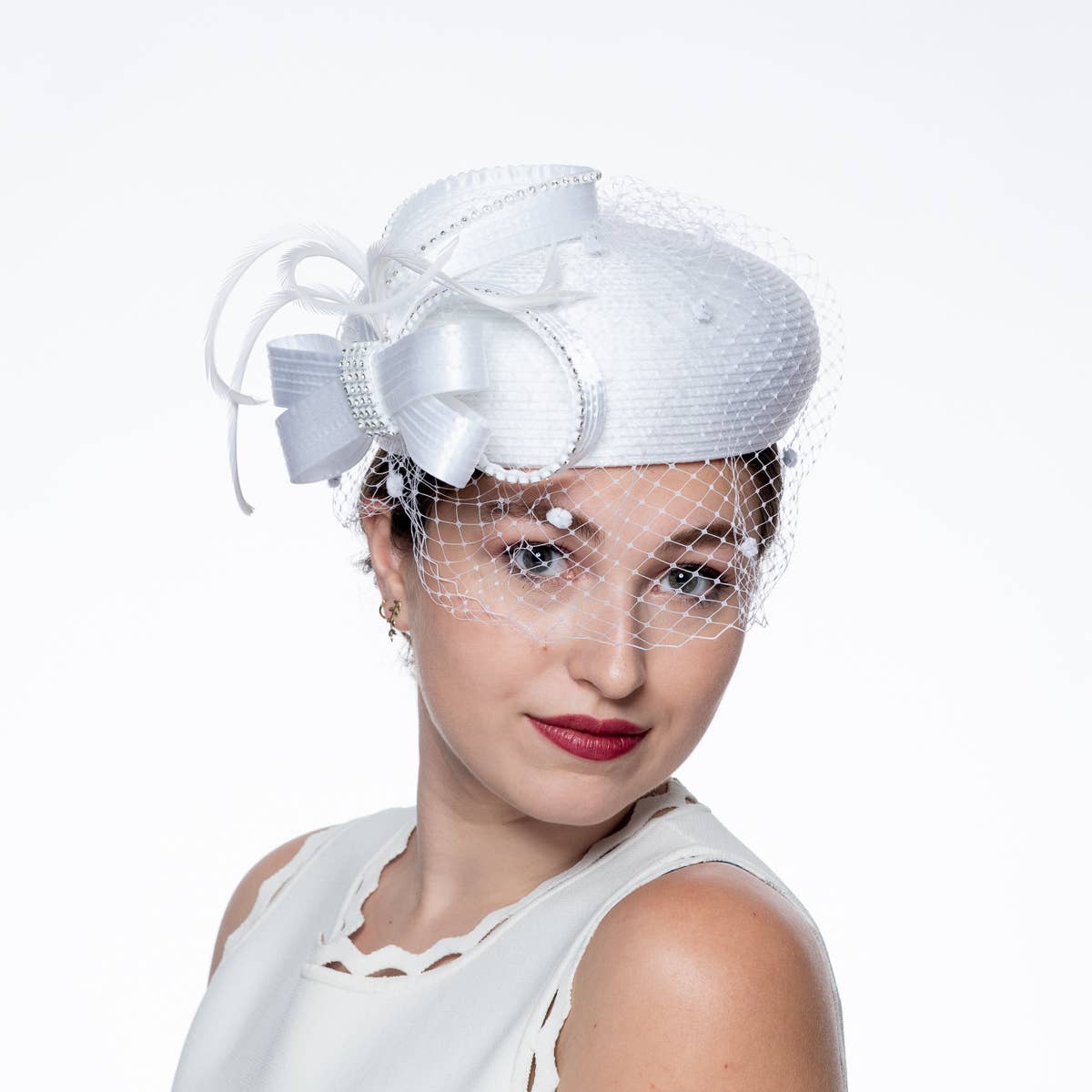 KaKyCo - Wholesale Fascinator Hat - Women's - Satin Ribbon Veil Pillbox | 3215597