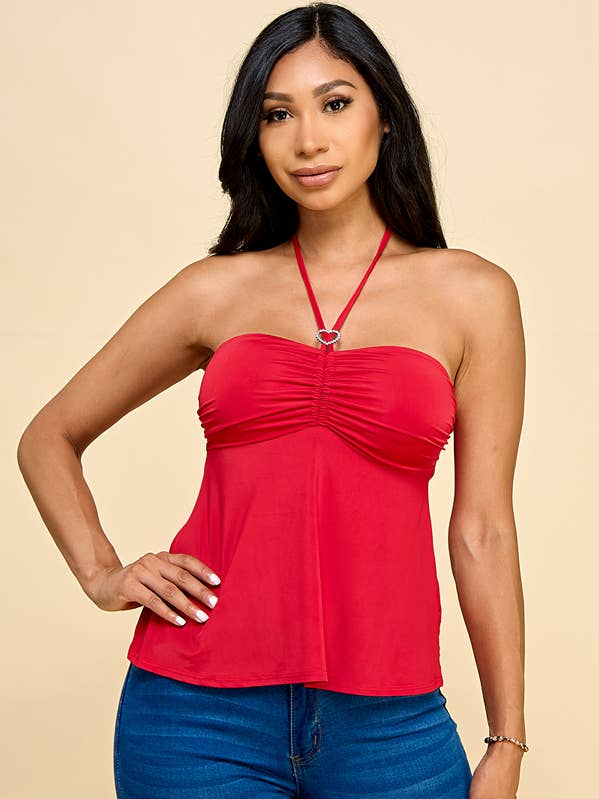 JC49835 - HALTERTOP MET STRASSTEENDETAILS voor wholesale door Heart & Hips