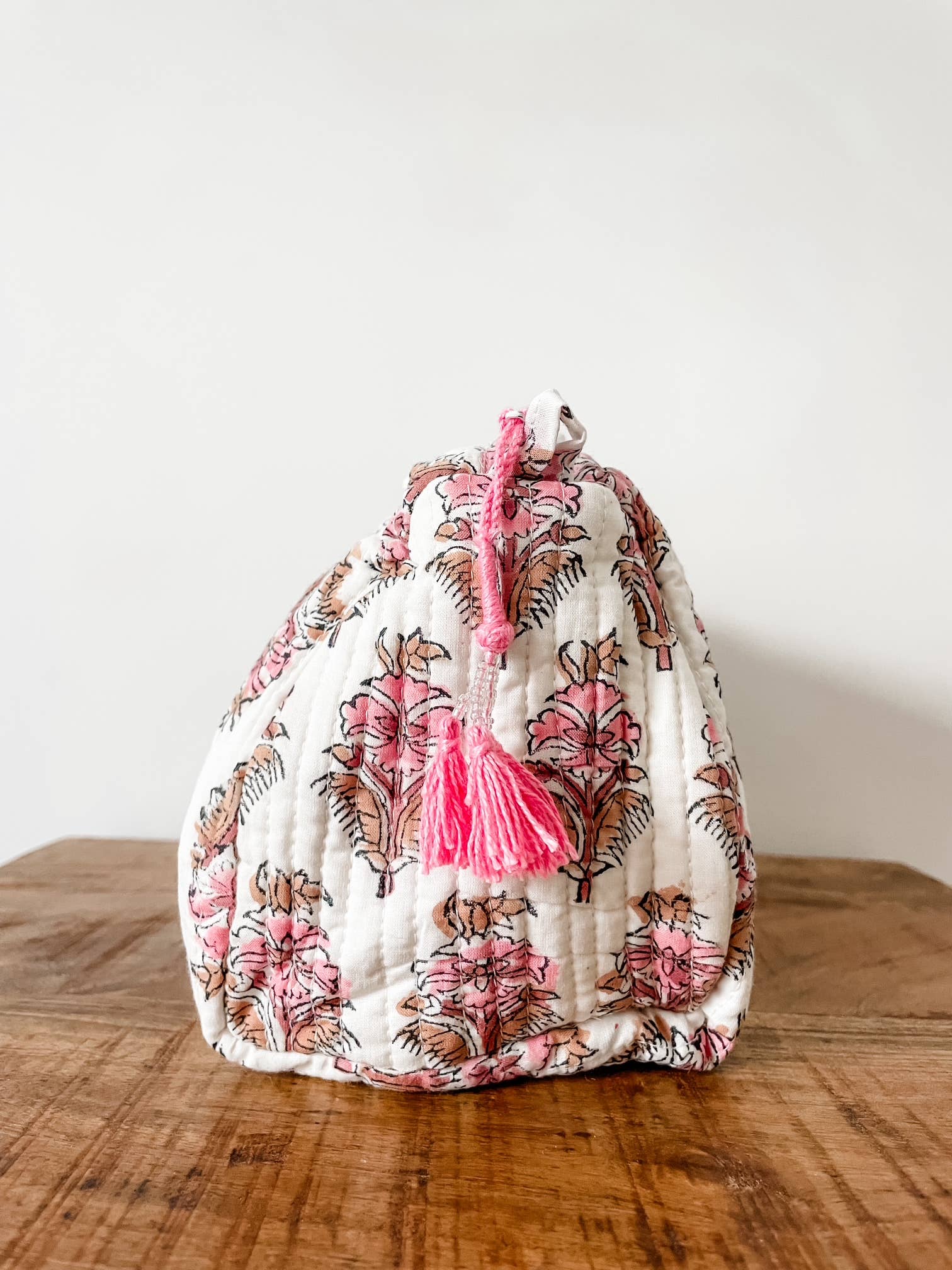 Kalyana Textiles - Vendita all'ingrosso Borsa per trucchi/cosmetici - Astuccio con Stampa a Blocchi Rose Booti1