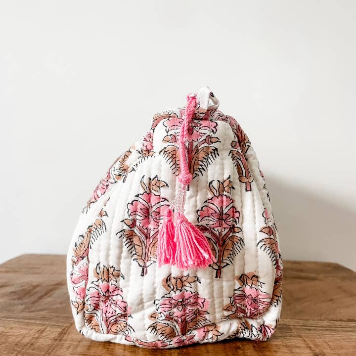 Kalyana Textiles - Wholesale Makeup/Cosmetic Bag - Rose Booti Block Print Pouch1