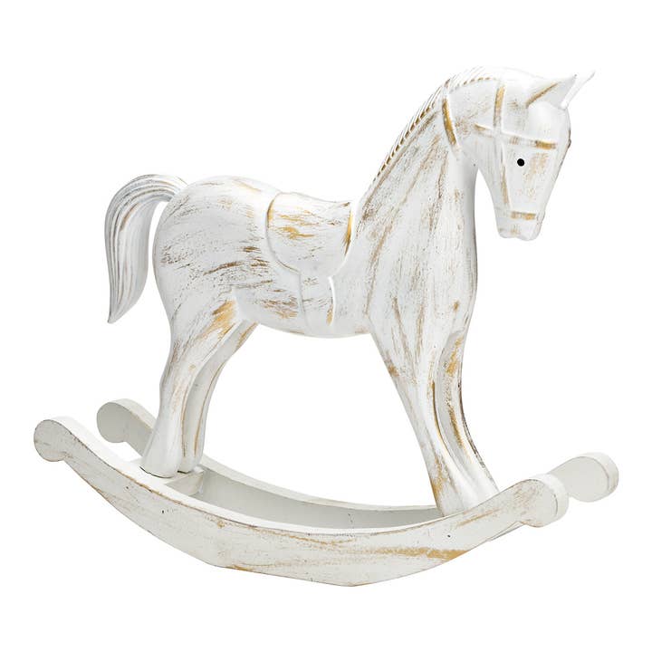 Cavallo a dondolo in legno bianco, oro (L/A/P) 37x31x8cm per la vendita all'ingrosso da parte di Wurm