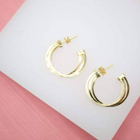 18K Gold Filled Tripple Hoop Open Hoop Earrings for wholesale by MIA Jewelry
