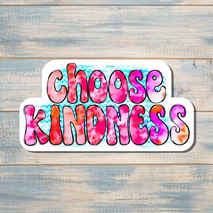 Wähle Freundlichkeit Groovy, gestanzter Aufkleber, Grafik-Kunst-Vinyl, inspirierend, Boho-Spaß | Aufkleber oder Magnet für den Großhandel von Handmade by Marlayna