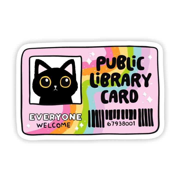 Cat Public Library Card Sticker for wholesale by A Touch of Whimsy Designs
