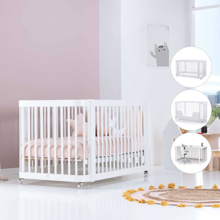 Tremmeseng til baby 70x140 cm (3i1) hvid · Crea Due Bianco C300-M1100 for engroshandel hos Alondra Baby