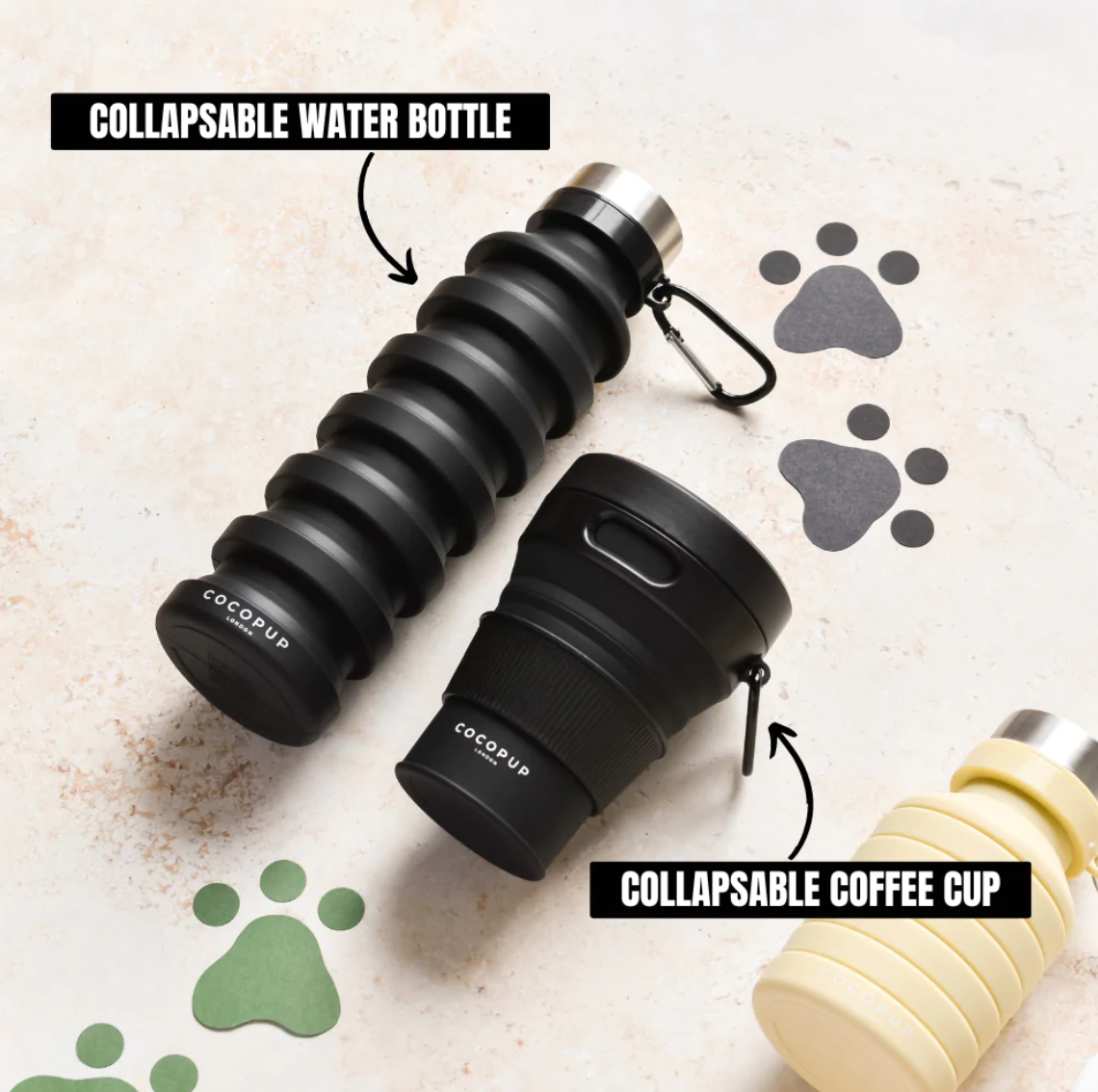 Cocopup London – wholesale Insulated mug/tumbler – Collapsible Coffee Cup - Black2