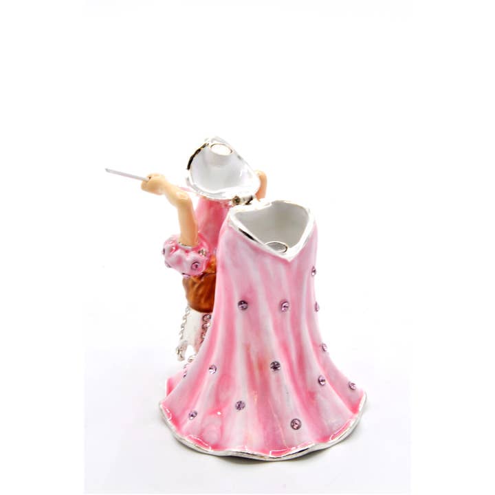 Ciel Collectables - Wholesale Jewelry Box/Organizer - Jeweled Fairy in Pink Dress Trinket Box Hand Painted Enamel