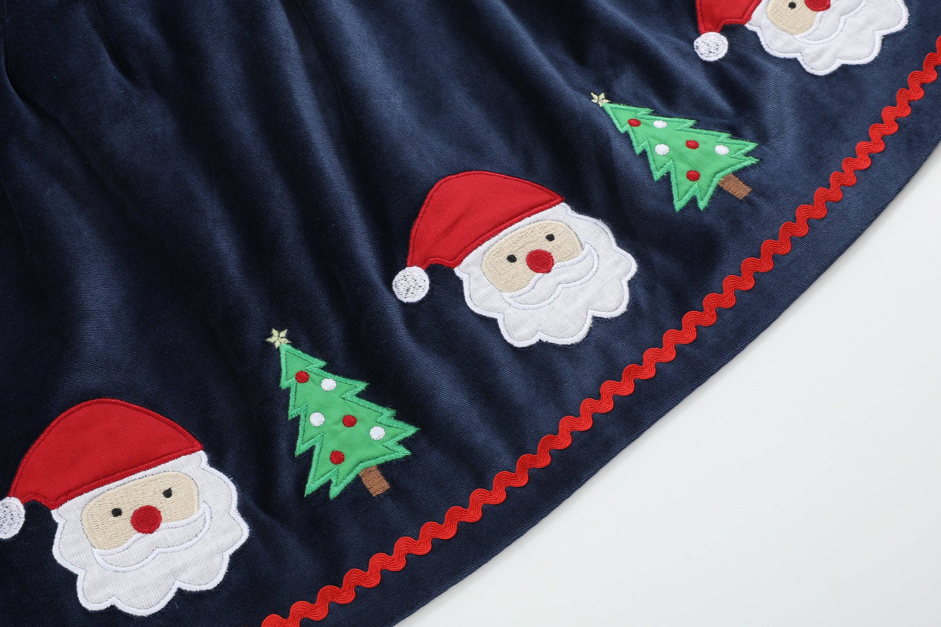 Lil Cactus – wholesale Dress – Kids – Navy Blue Velvet Santa Christmas Jumper Dress2