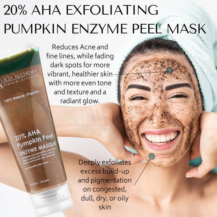 RD Alchemy Natural Products - Wholesale Skincare Face Mask - 20% AHA Exfoliating Pumpkin Enzyme Peel Mask1