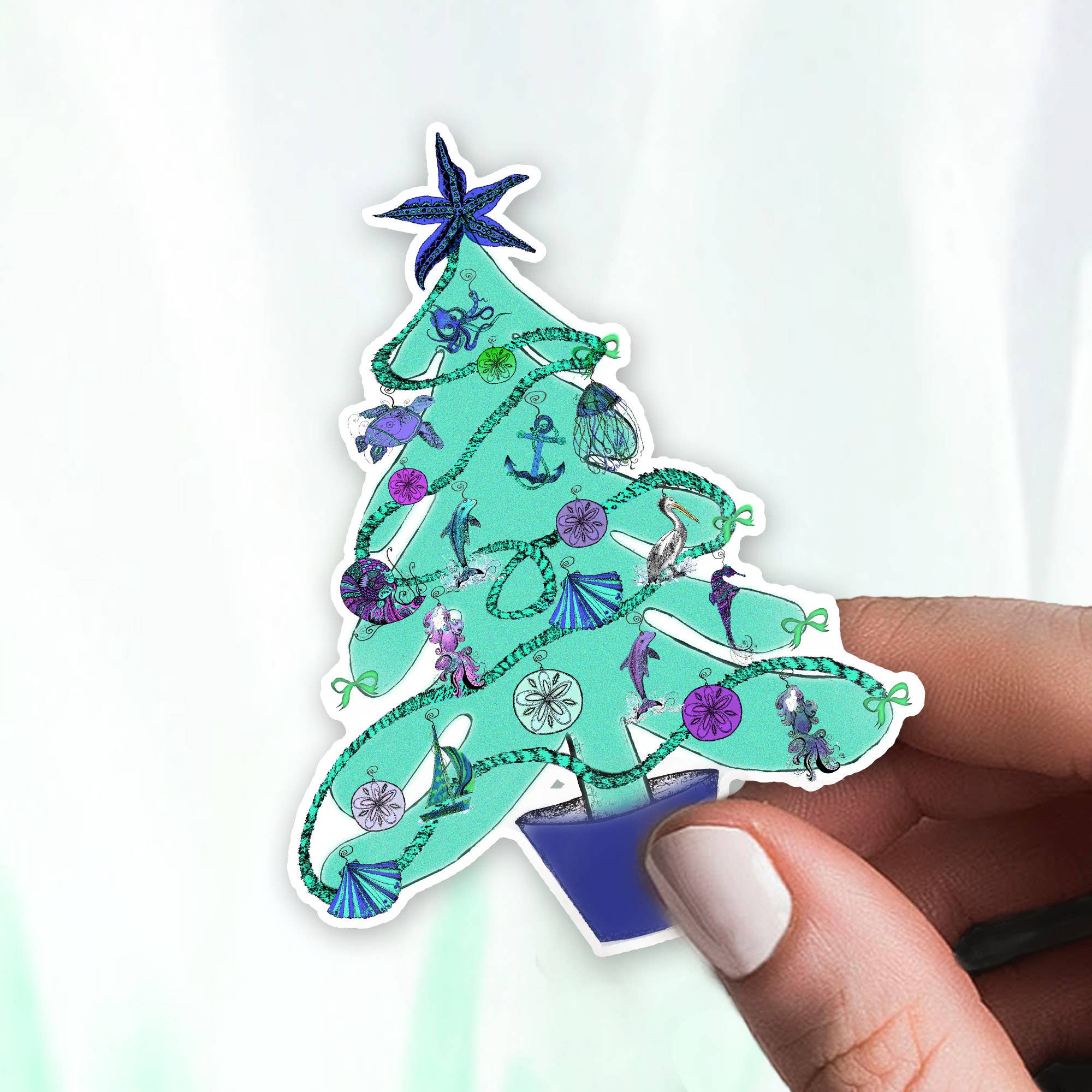 Katekreates – Engroshandel Klistermærke – Kystnære juletræ klistermærke, juleferie indretning2